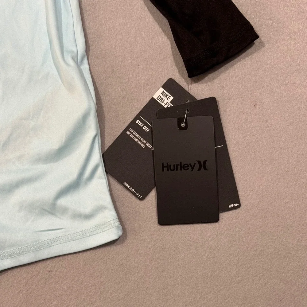 Hurley One-Piece Swimsuit Kids‎ 12M Topaz Mist Long Sleeve UPF 50+ Nike Dri-FIT